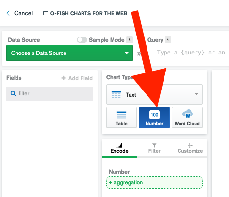 How to select "Number" as the Chart subtype