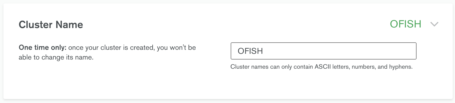 Type your cluster name