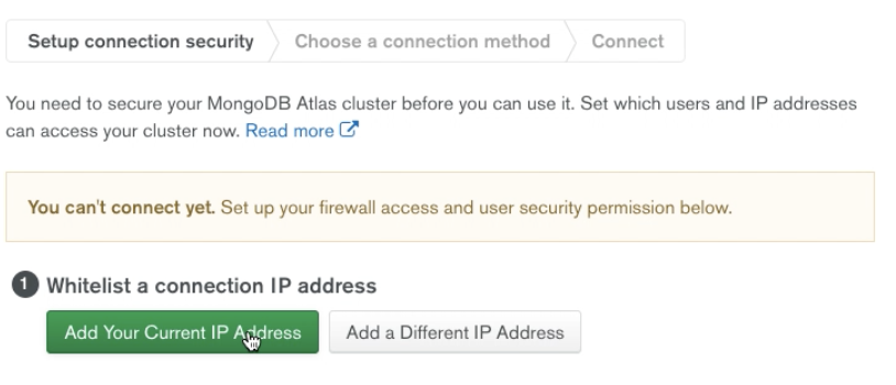 click, Add your current IP address from given options