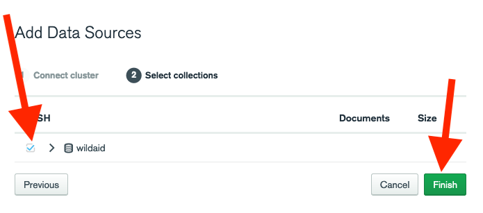 Select collections and proceed to Finish