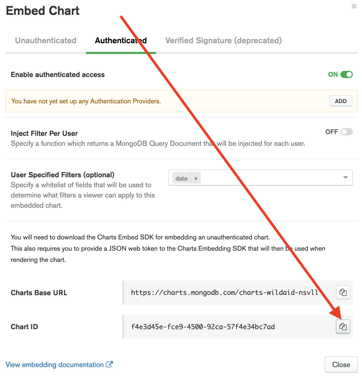 How to get the Chart ID of an Embed Chart