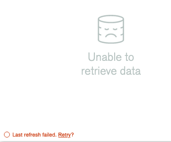 Example of an error message - 'unable to retrieve data.'