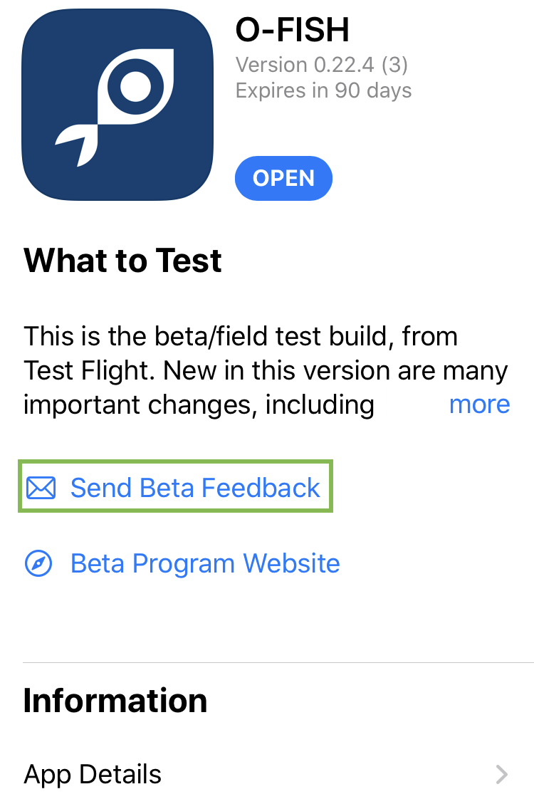 Select "Send Beta Feedback"